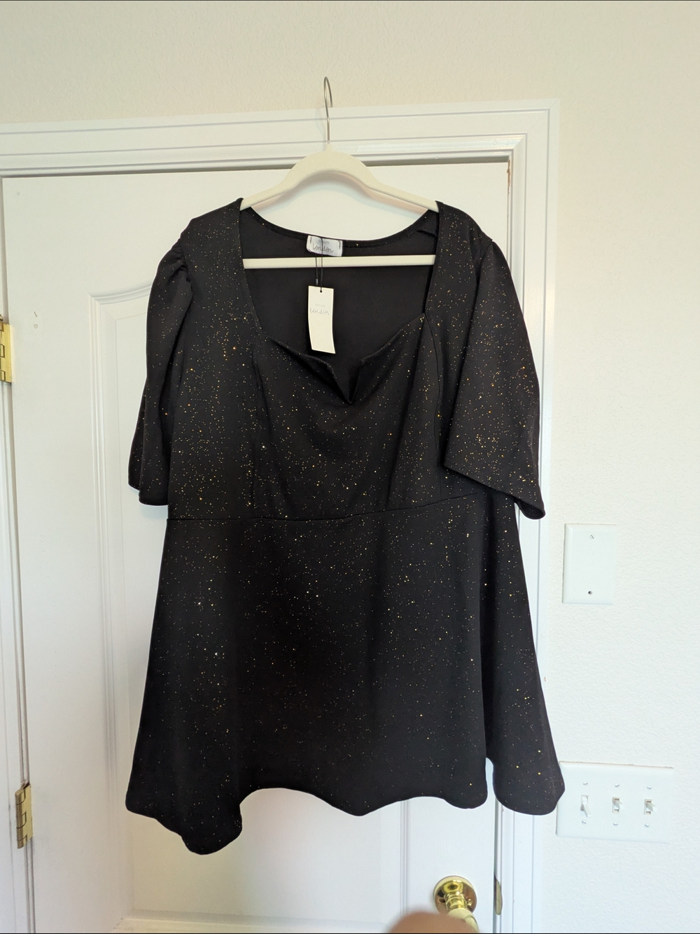 Yours Clothing Black Top with Gold Sparkle